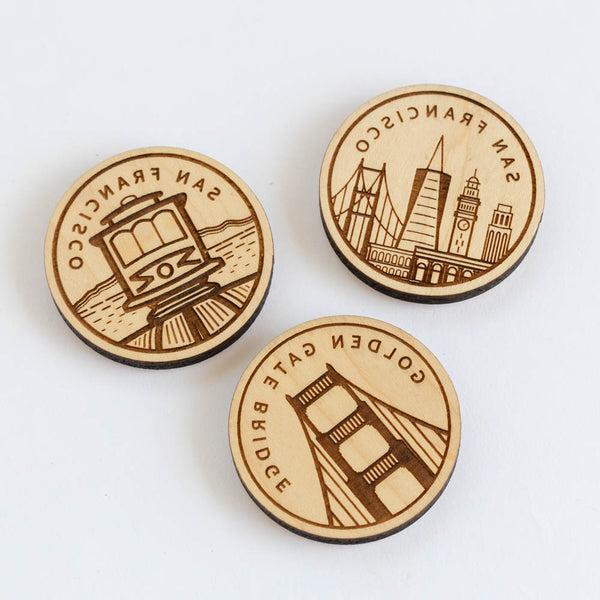 San Francisco Trolley Wood Magnet