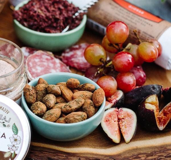 California Herb Almonds on an Appetizer Platter