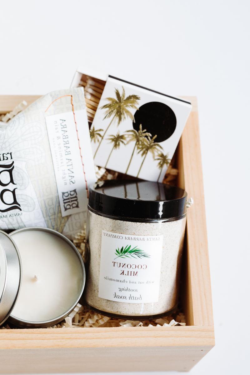 Renewal Gift Box - coconut milk bath soak and palm tree matches